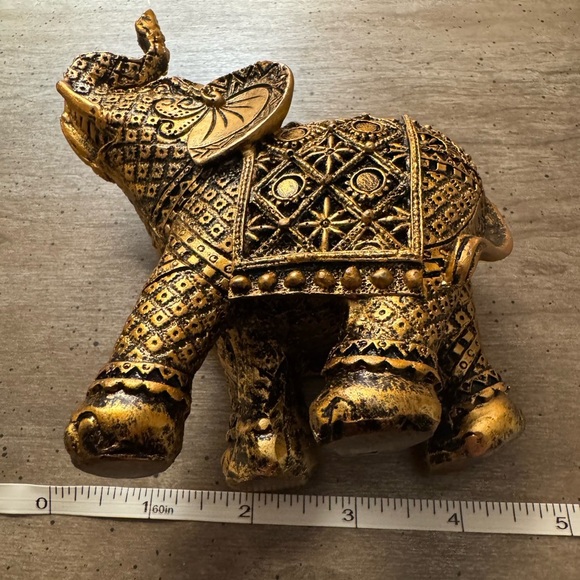 Gold Elephant Figurine - Home Accents Decor - Picture 4 of 5